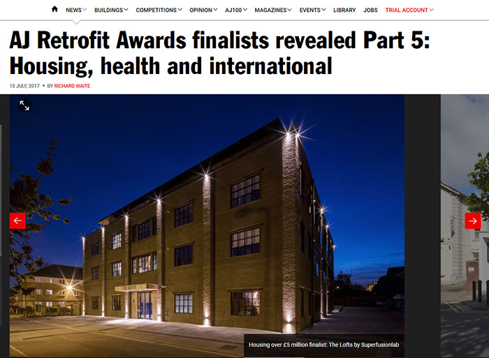 The Lofts shortlisted in the AJ Retrofit Awards for housing over £5,000,000